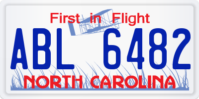NC license plate ABL6482