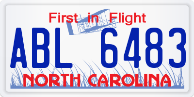 NC license plate ABL6483