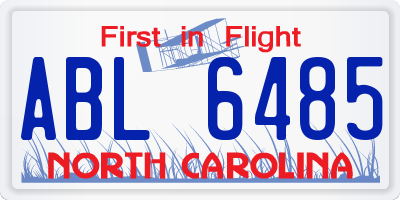 NC license plate ABL6485