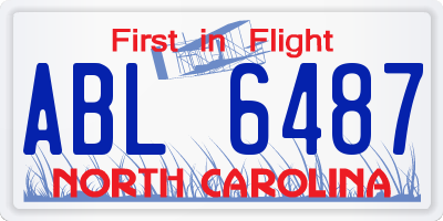 NC license plate ABL6487