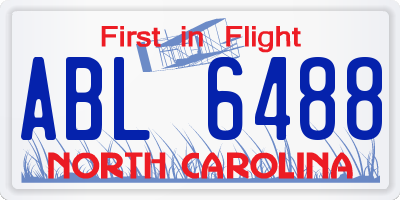 NC license plate ABL6488