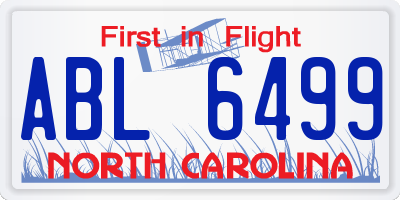 NC license plate ABL6499