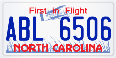 NC license plate ABL6506