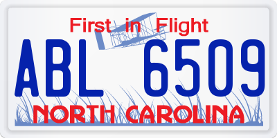 NC license plate ABL6509