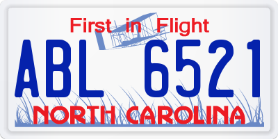 NC license plate ABL6521