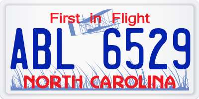 NC license plate ABL6529
