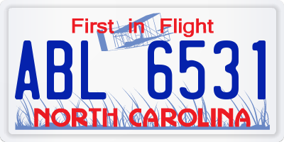 NC license plate ABL6531