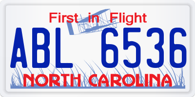 NC license plate ABL6536