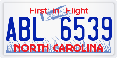 NC license plate ABL6539