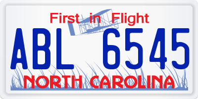 NC license plate ABL6545