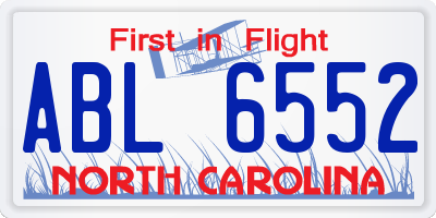 NC license plate ABL6552