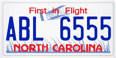 NC license plate ABL6555