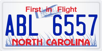 NC license plate ABL6557