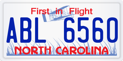 NC license plate ABL6560