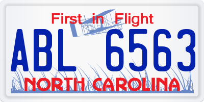 NC license plate ABL6563