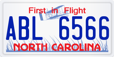 NC license plate ABL6566