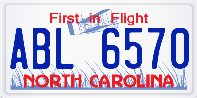 NC license plate ABL6570