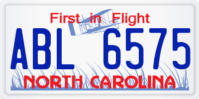 NC license plate ABL6575