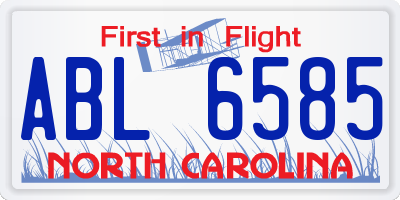 NC license plate ABL6585