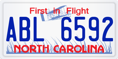 NC license plate ABL6592