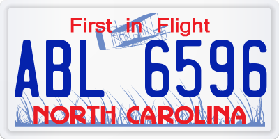 NC license plate ABL6596