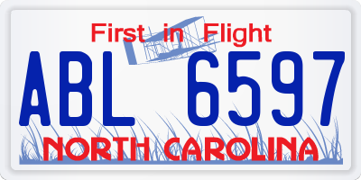 NC license plate ABL6597
