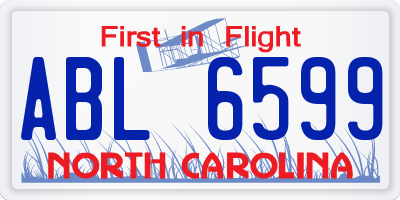 NC license plate ABL6599