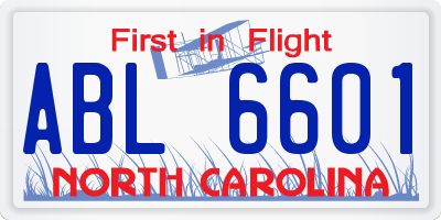 NC license plate ABL6601