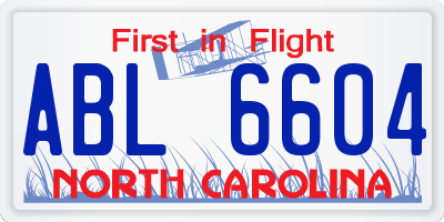 NC license plate ABL6604