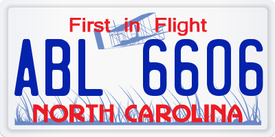 NC license plate ABL6606