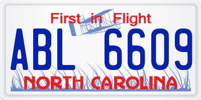 NC license plate ABL6609