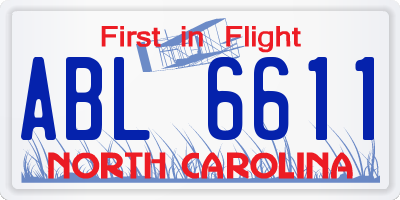 NC license plate ABL6611