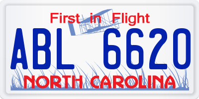 NC license plate ABL6620