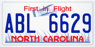 NC license plate ABL6629