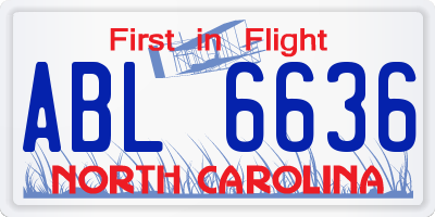 NC license plate ABL6636