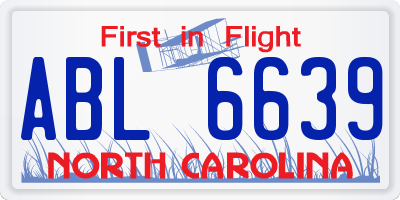 NC license plate ABL6639