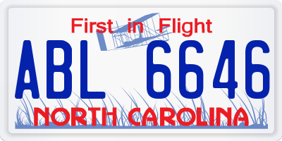 NC license plate ABL6646