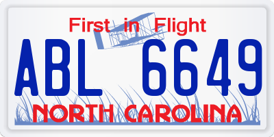 NC license plate ABL6649