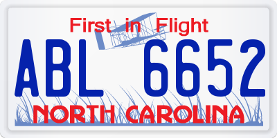 NC license plate ABL6652
