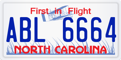 NC license plate ABL6664