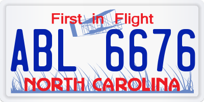 NC license plate ABL6676