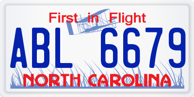 NC license plate ABL6679