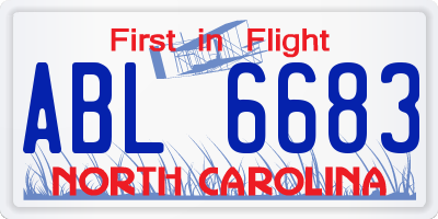 NC license plate ABL6683