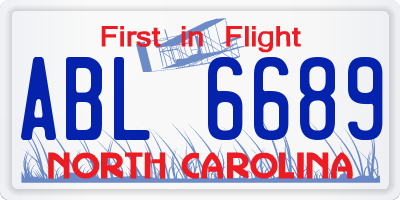NC license plate ABL6689