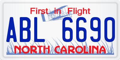 NC license plate ABL6690