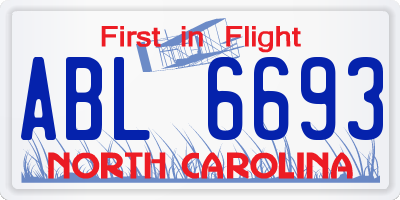 NC license plate ABL6693