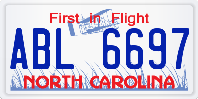 NC license plate ABL6697