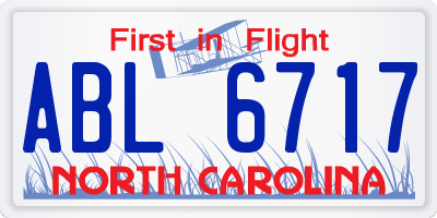 NC license plate ABL6717