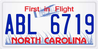 NC license plate ABL6719