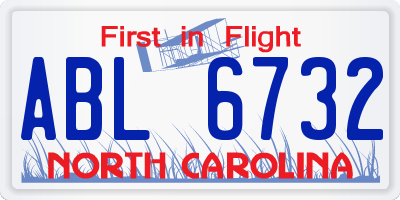 NC license plate ABL6732